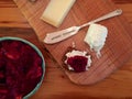 Thanksgiving cheese plate with cranberry compote