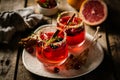 Thanksgiving cocktail - cranberry, cimmanon, grapefruit punch