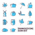 Thanksgiving colour icons line set