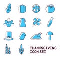 Thanksgiving colour icons line set