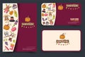 Thanksgiving concept set of a flyer and business cards or banners. Invitation cards to a holiday party. Royalty Free Stock Photo