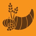 thanksgiving cornucopia with harvest fruits. Vector illustration decorative background design