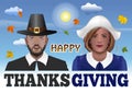 Thanksgiving couple vector illustration