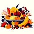 Thanksgiving day. Autumn harvest. Vector illustration in flat style. Generative AI Royalty Free Stock Photo