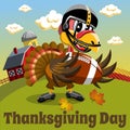 Thanksgiving day background square pilgrim turkey american football countryside