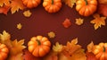 Thanksgiving day banner festive background with realistic pumpkin.