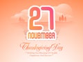 Thanksgiving Day celebration poster with date. Royalty Free Stock Photo