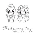 Thanksgiving Day children Pilgrim Couple Royalty Free Stock Photo