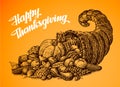 Thanksgiving Day. Cornucopia. Vegetables and Fruits Royalty Free Stock Photo