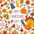 Thanksgiving day cute icons banner template