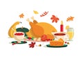 Thanksgiving Day Dinner Meal vector illustration Royalty Free Stock Photo