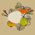 Thanksgiving Day frame with place for your text. Greeting card vector template