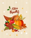 Thanksgiving day. Give thanks. Thanksgiving party poster with bright background. Harvest festival Royalty Free Stock Photo