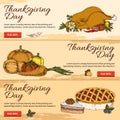 Thanksgiving Day Horizontal Hand Drawn Banners