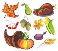 Thanksgiving day icon set Royalty Free Stock Photo