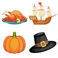 Thanksgiving day icons set