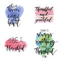 Thanksgiving Day lettering set. Give thanks. Hand written Vector Design Royalty Free Stock Photo