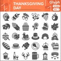 Thanksgiving day line icon set, harvest celebration symbols collection or sketches. Gratitude glyph with headline linear