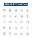 Thanksgiving day line icons signs set. Design collection of Thanksgiving, Day, Turkey, Feast, Gratitude, Pilgrims Royalty Free Stock Photo