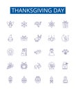 Thanksgiving day line icons signs set. Design collection of Thanksgiving, Day, Turkey, Feast, Gratitude, Pilgrims