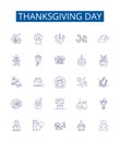 Thanksgiving day line icons signs set. Design collection of Thanksgiving, Day, Turkey, Feast, Gratitude, Pilgrims Royalty Free Stock Photo