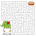 Thanksgiving day maze game for kids. Cute gnome looking for a way to the pumpkin pie. Happy thanksgiving. Doodle cartoon