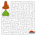 Thanksgiving day maze game for kids. Cute gnome looking for a way to the turkey. Happy thanksgiving. Doodle cartoon Royalty Free Stock Photo