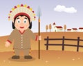 Thanksgiving Day Scene - Native Man Spear Royalty Free Stock Photo