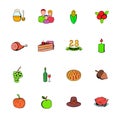 Thanksgiving Day set icons set cartoon