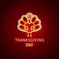 Thanksgiving Day Turkey Neon Label