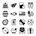 Thanksgiving day vector glyph icons set. Modern black symbols. Collection of traditional holiday elements Royalty Free Stock Photo