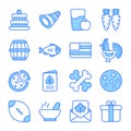 Thanksgiving day vector glyph icons set. Modern blue symbols. Collection of traditional holiday elements Royalty Free Stock Photo