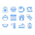 Thanksgiving day vector glyph icons set. Modern blue symbols. Collection of traditional holiday elements Royalty Free Stock Photo