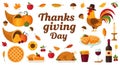 Thanksgiving Day Vector Icons and Design Elements Set Royalty Free Stock Photo