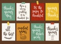 Thanksgiving day vintage gift tags and cards with calligraphy. Handwritten lettering. Royalty Free Stock Photo