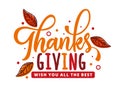 Thanksgiving day wishing vector design concept with red leaves