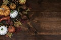 Thanksgiving decor with pumpkins, gourd and squash