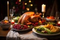 Thanksgiving with a delightful dinner celebration, featuring festive food and joyful gatherings Royalty Free Stock Photo