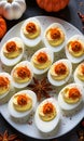 Thanksgiving Deviled Eggs With Paprika Sprinkl. Generative AI