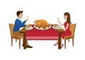 Happy young couple having a thanksgiving dinner vector Royalty Free Stock Photo