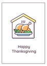 Thanksgiving dinner party greeting card with color icon element Royalty Free Stock Photo