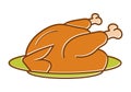 Thanksgiving dinner roast turkey flat colours icon for apps or websites