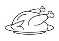 Thanksgiving dinner roast turkey line art icon for apps or websites