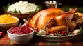 Thanksgiving dinner table like roasted turkey