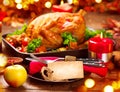 Thanksgiving dinner table served with turkey Royalty Free Stock Photo