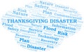 Thanksgiving Disaster typography vector word cloud.