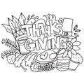 Thanksgiving doodle art hand draw