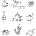 Thanksgiving in doodle food vectoor art Royalty Free Stock Photo