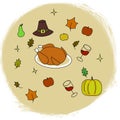 Thanksgiving drawing illustration on white background holiday family