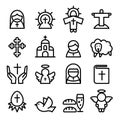 Thanksgiving , Easter, God , Christian icon set in thin line sty Royalty Free Stock Photo